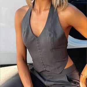 White Fox Boutique Charcoal Halter Top